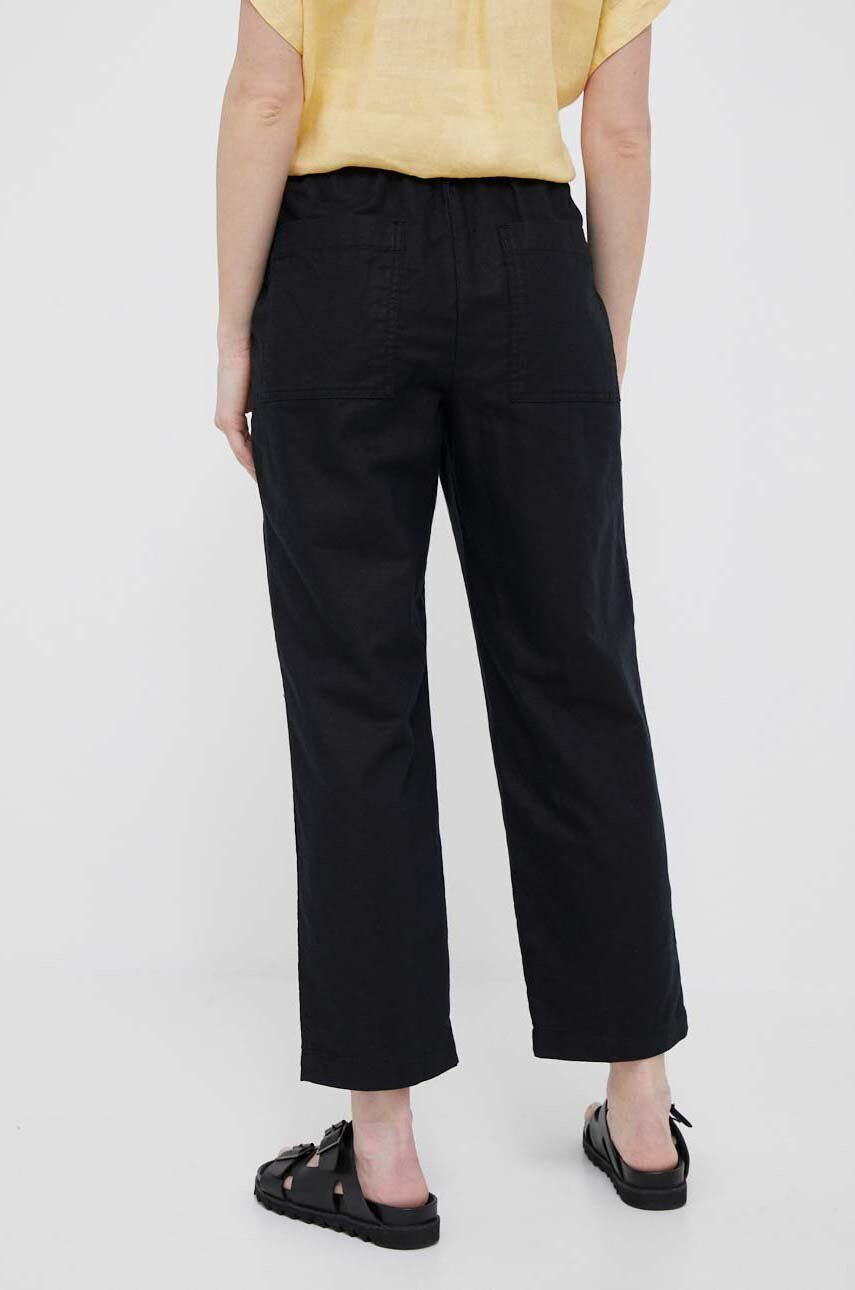 Gap pantaloni din in culoarea negru lat high waist - Pled.ro