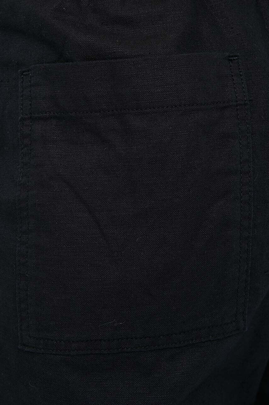 Gap pantaloni din in culoarea negru lat high waist - Pled.ro