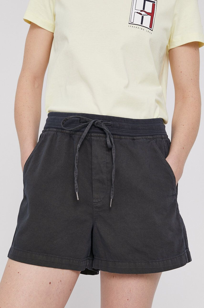 Gap pantaloni scurti femei culoarea gri melanj high waist - Pled.ro