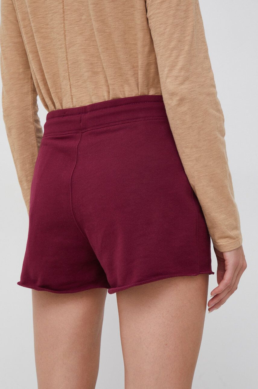 Gap pantaloni scurti femei culoarea bordo cu imprimeu medium waist - Pled.ro