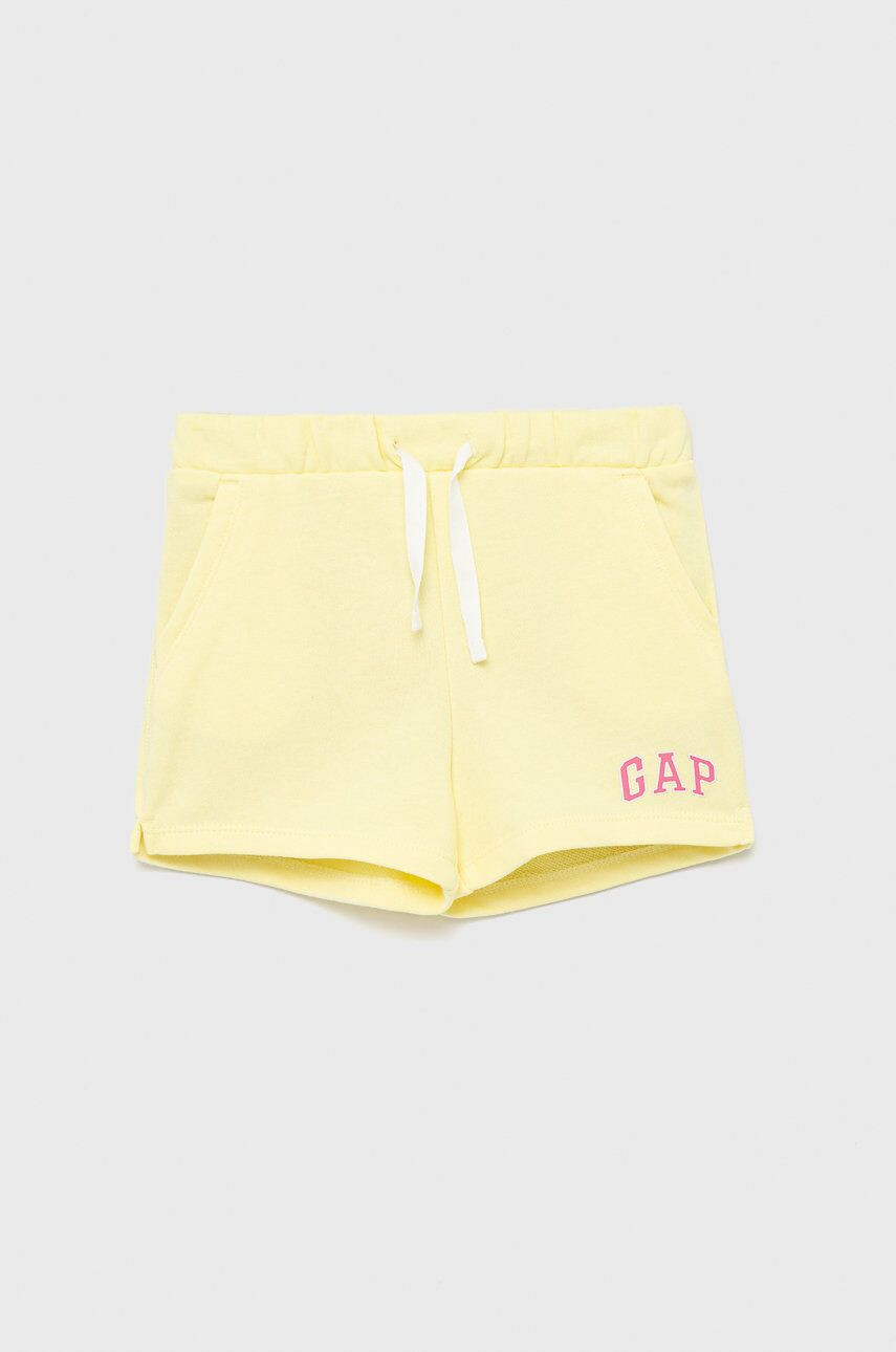 Gap pantaloni scurti copii culoarea galben cu imprimeu talie reglabila - Pled.ro