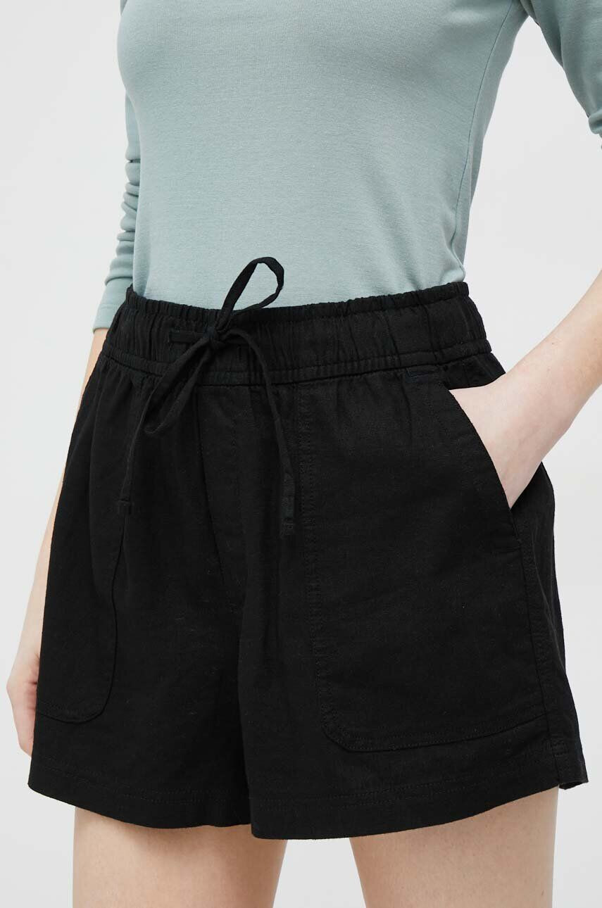 Gap pantaloni scurti din in culoarea negru neted high waist - Pled.ro