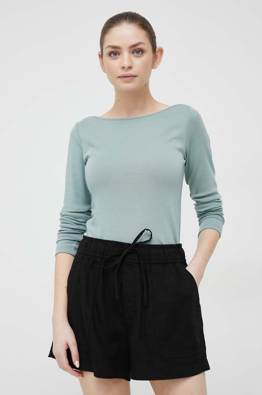 Gap pantaloni scurti din in culoarea negru neted high waist - Pled.ro