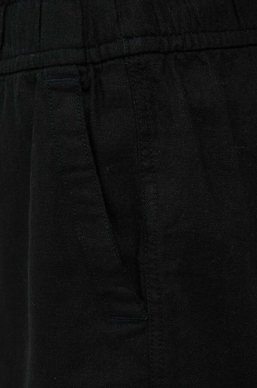 Gap pantaloni scurti din in culoarea negru neted high waist - Pled.ro