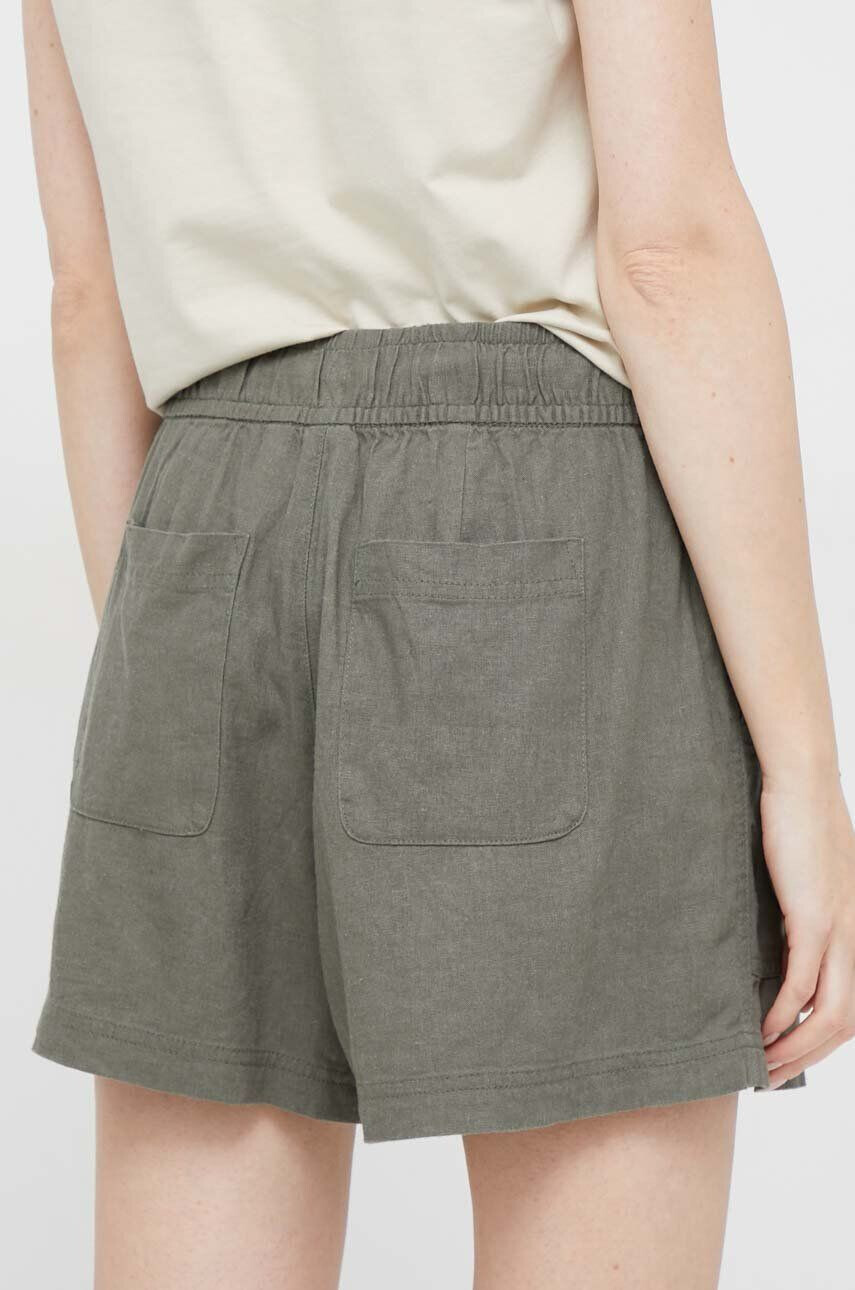 Gap pantaloni scurti din in culoarea verde neted high waist - Pled.ro