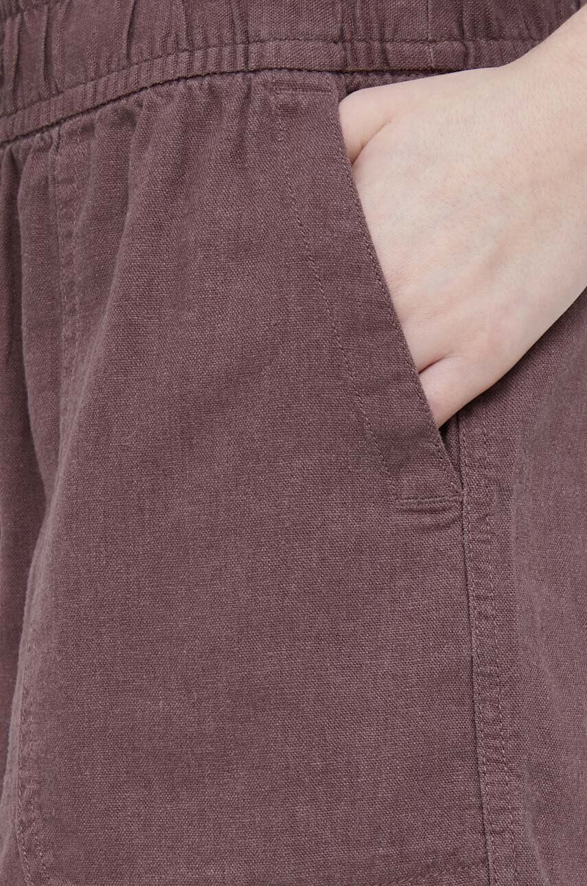 Gap pantaloni scurti din in culoarea bordo neted high waist - Pled.ro