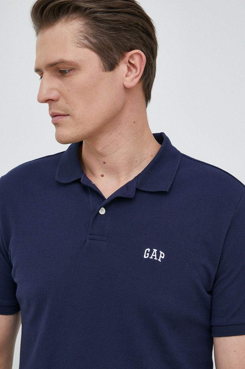 Gap polo de bumbac culoarea albastru marin neted - Pled.ro