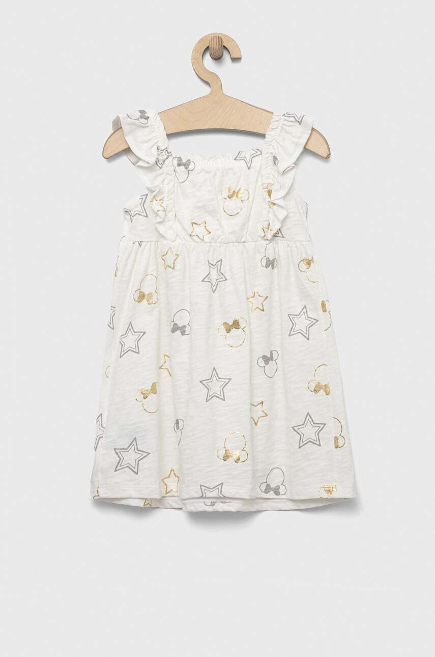 Gap rochie din bumbac pentru copii x Disney culoarea alb mini evazati - Pled.ro