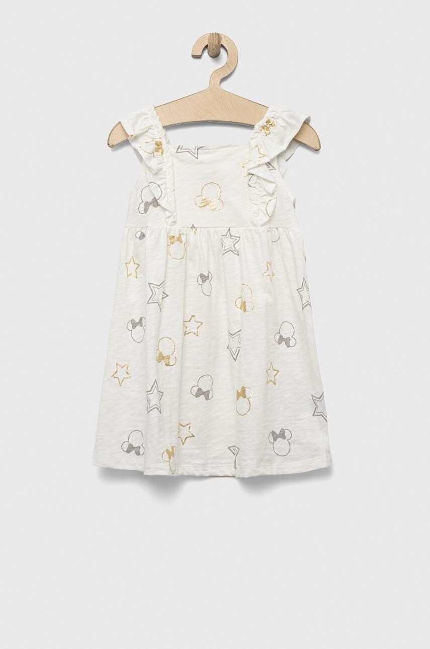 Gap rochie din bumbac pentru copii x Disney culoarea alb mini evazati - Pled.ro