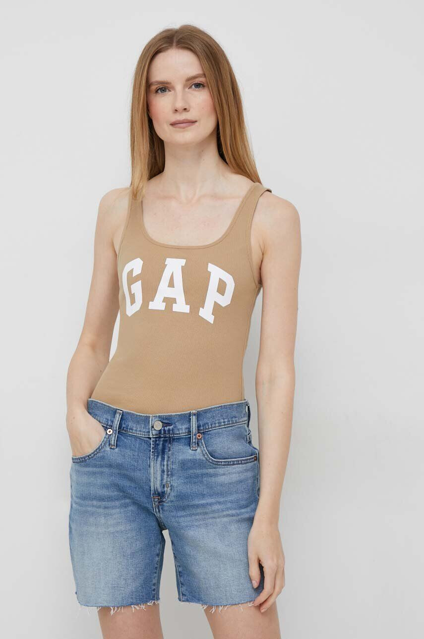 Gap top 2-pack femei culoarea gri - Pled.ro