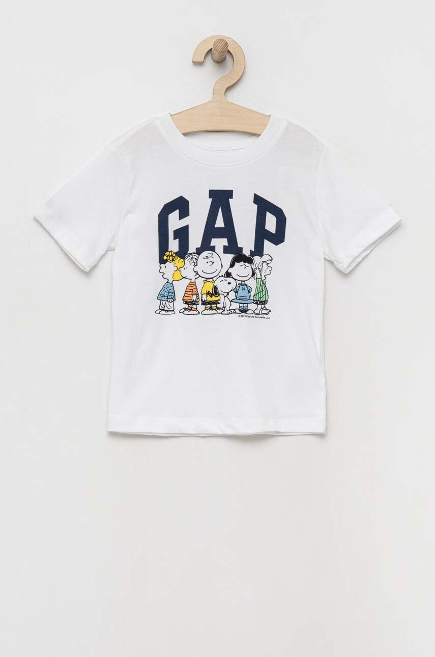 Gap tricou copii culoarea alb cu imprimeu - Pled.ro