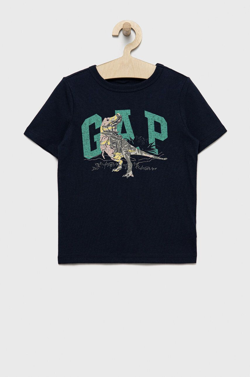 Gap tricou de bumbac pentru copii culoarea albastru marin neted - Pled.ro