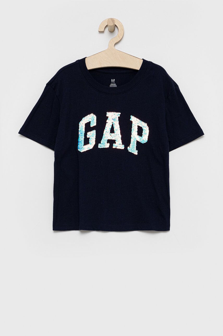 Gap tricou de bumbac pentru copii culoarea negru cu imprimeu - Pled.ro