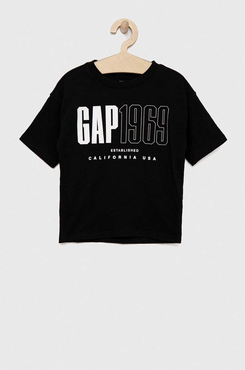 Gap tricou de bumbac pentru copii culoarea negru cu imprimeu - Pled.ro