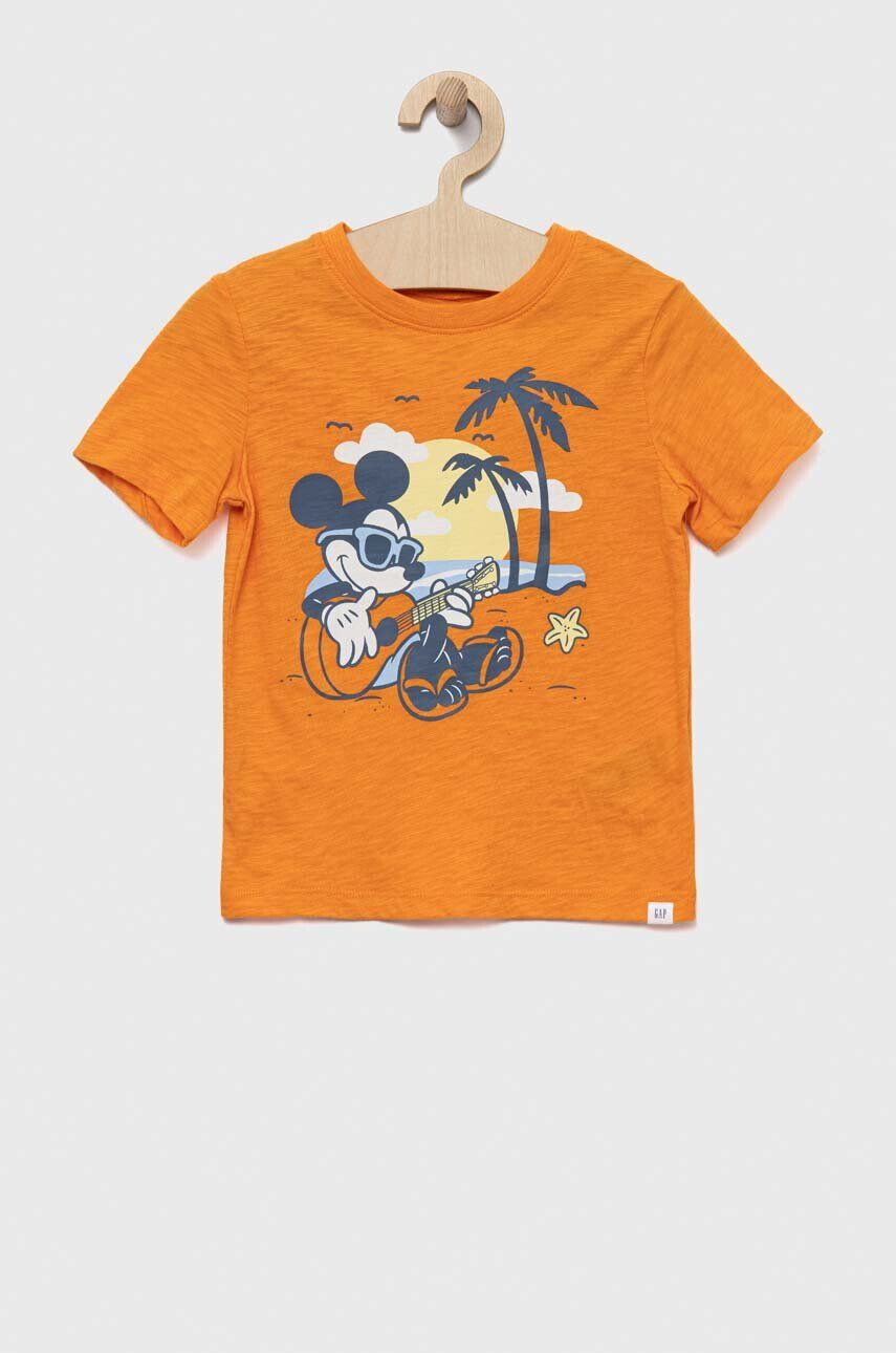 Gap tricou de bumbac pentru copii x Disney culoarea portocaliu cu imprimeu - Pled.ro