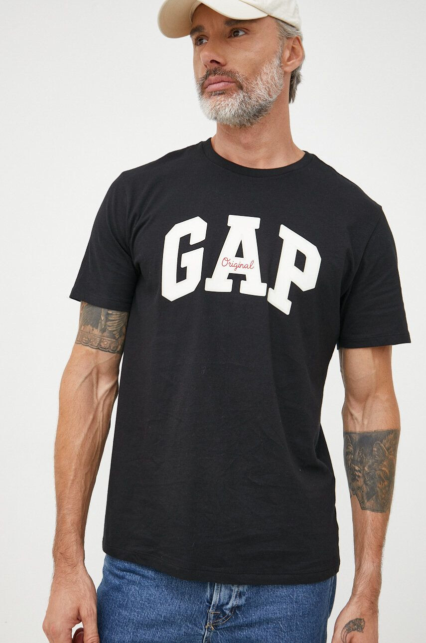 Gap tricou din bumbac culoarea alb neted - Pled.ro