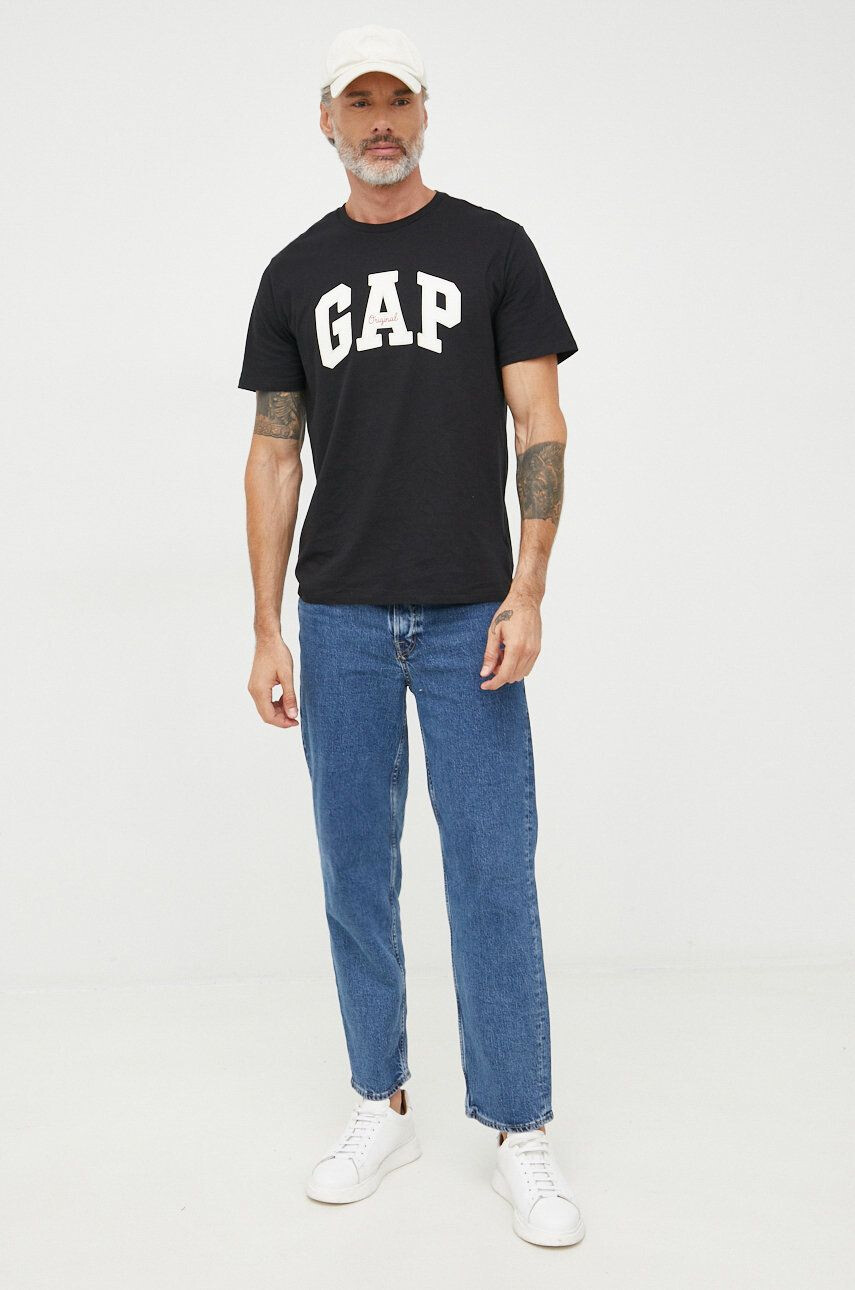 Gap tricou din bumbac culoarea alb neted - Pled.ro