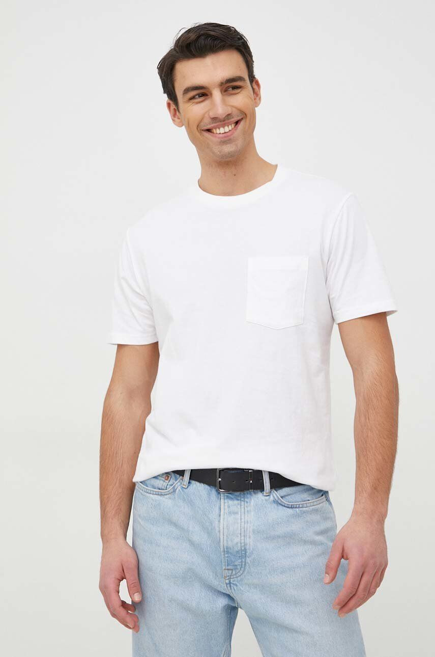 Gap tricou din bumbac culoarea alb neted - Pled.ro