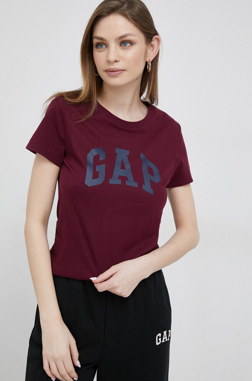 Gap tricou din bumbac culoarea bordo - Pled.ro