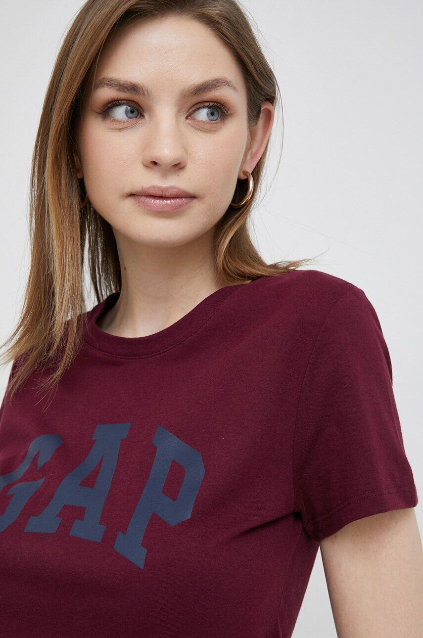 Gap tricou din bumbac culoarea bordo - Pled.ro