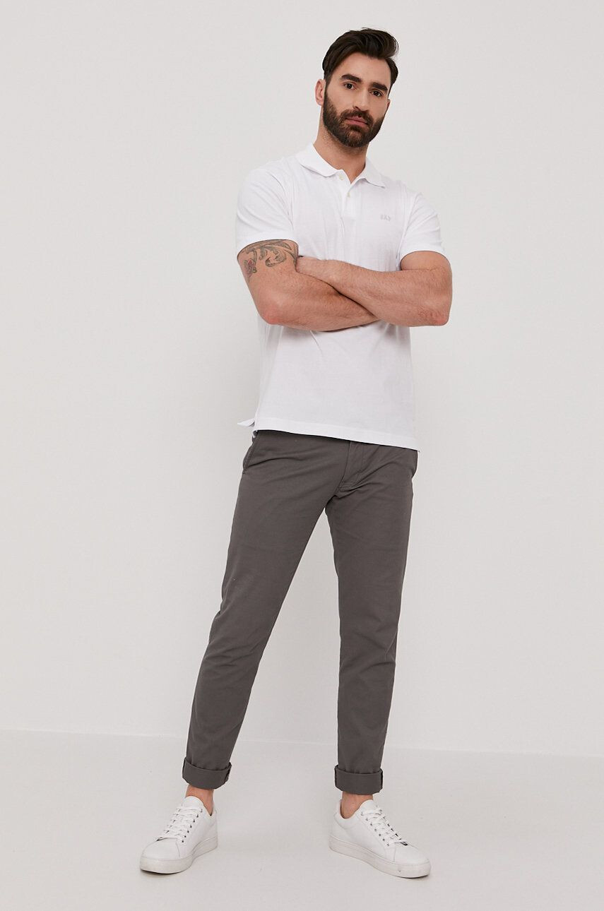 Gap Tricou Polo bărbați culoarea alb material neted - Pled.ro