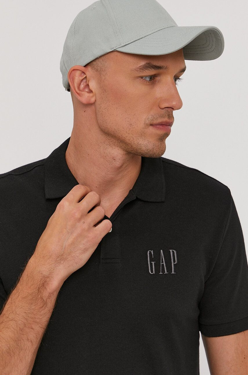 Gap Tricou Polo bărbați culoarea negru cu imprimeu - Pled.ro