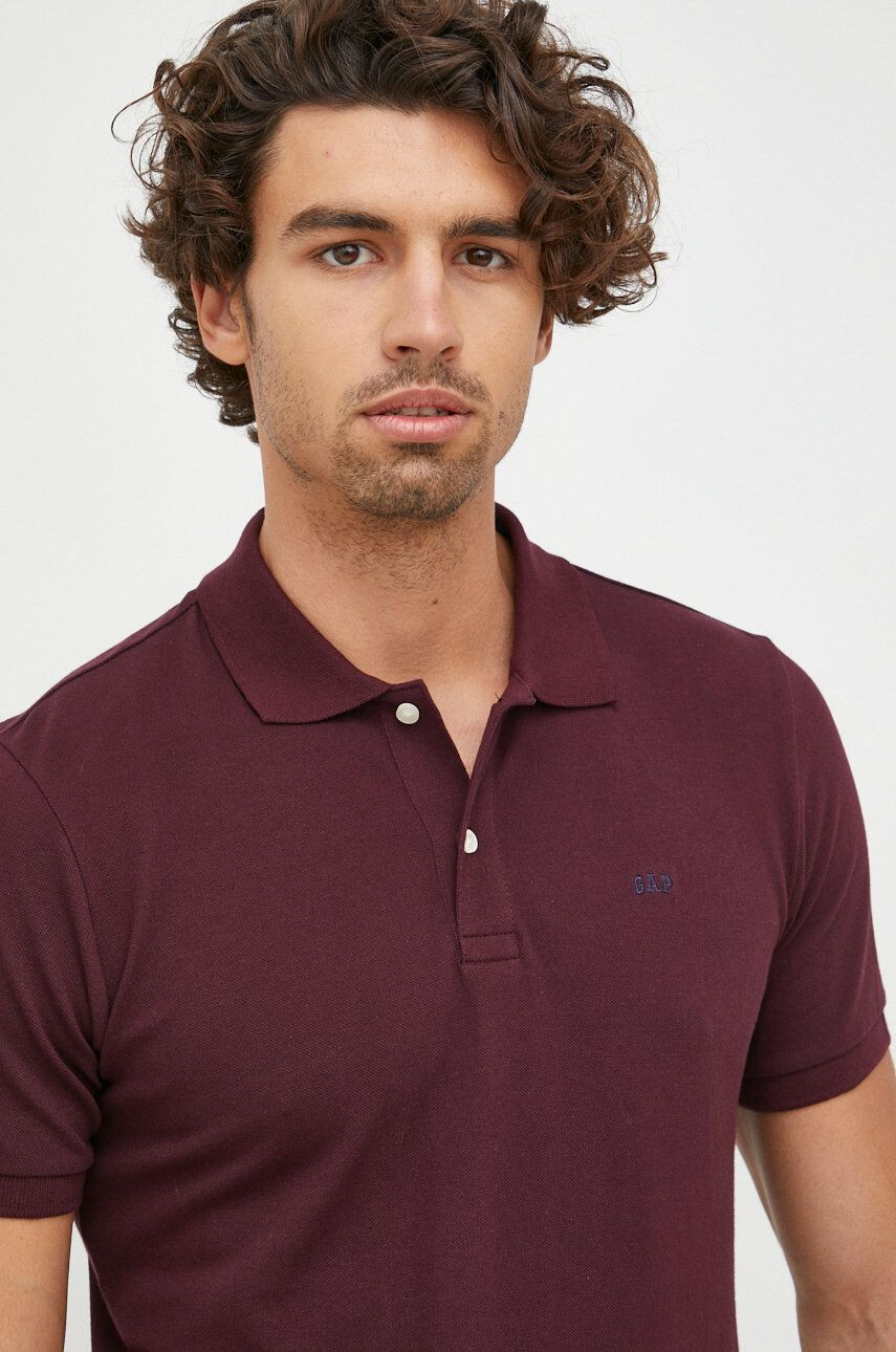 Gap tricou polo barbati culoarea bordo neted - Pled.ro