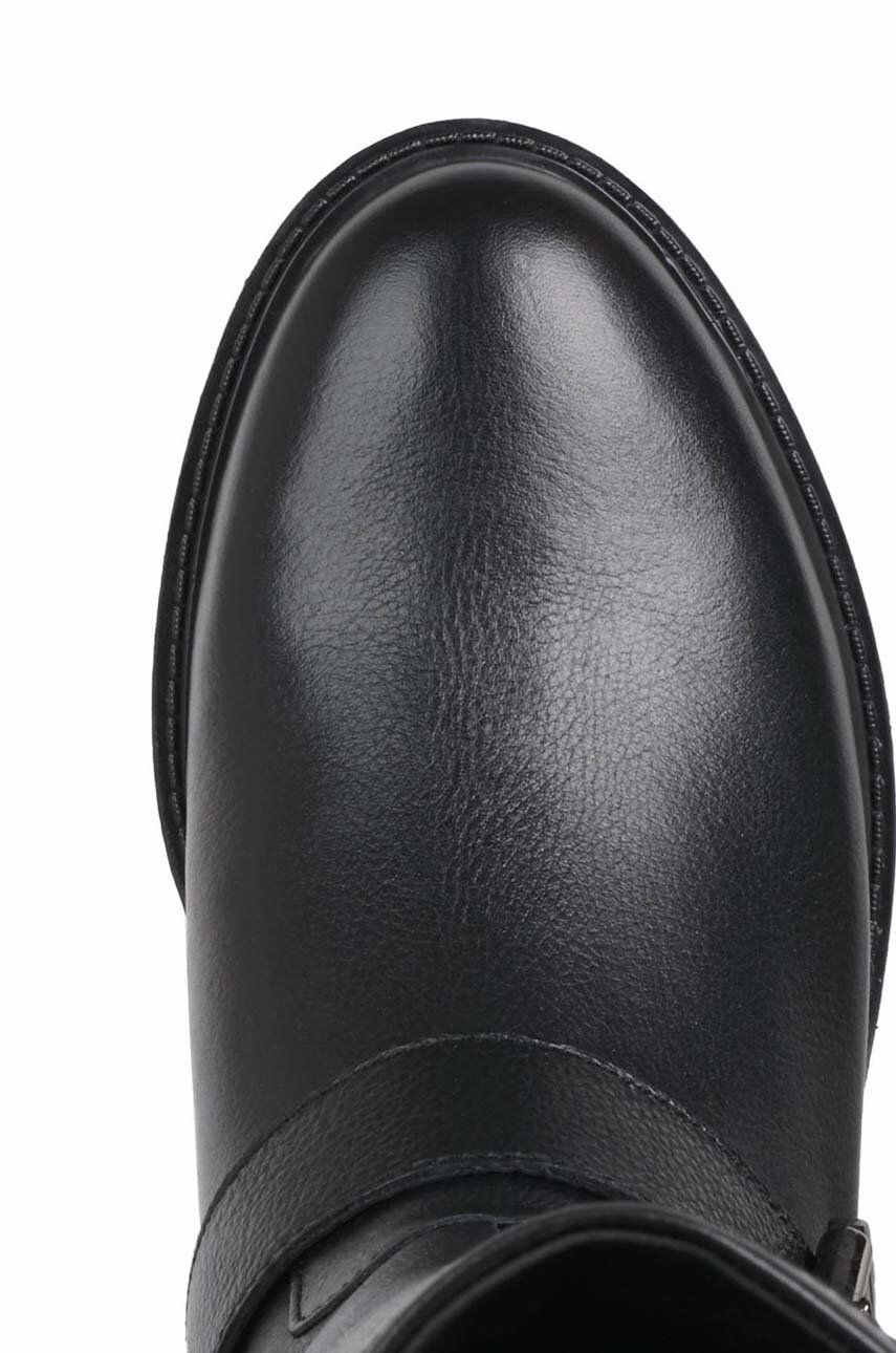 Geox ghete de piele D16FTH 04643 C9999 D HOARA H femei culoarea negru cu toc plat - Pled.ro