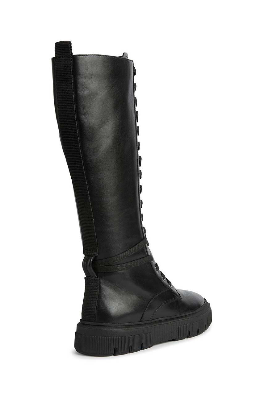 Geox ghete de piele Isotte C femei culoarea negru cu toc plat - Pled.ro