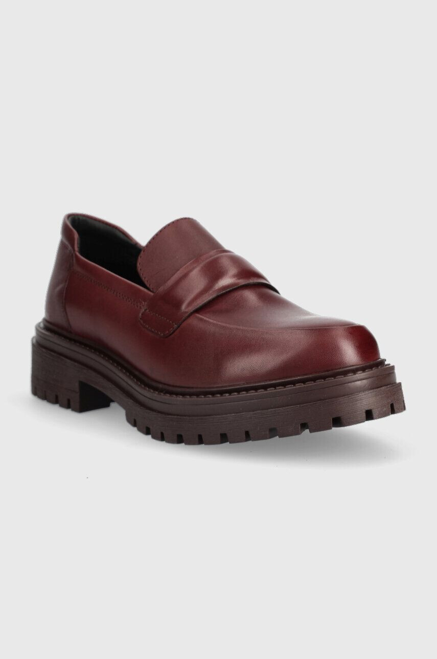 Geox mocasini de piele D IRIDEA A femei culoarea bordo cu platforma D36HRA 00043 C7011 - Pled.ro