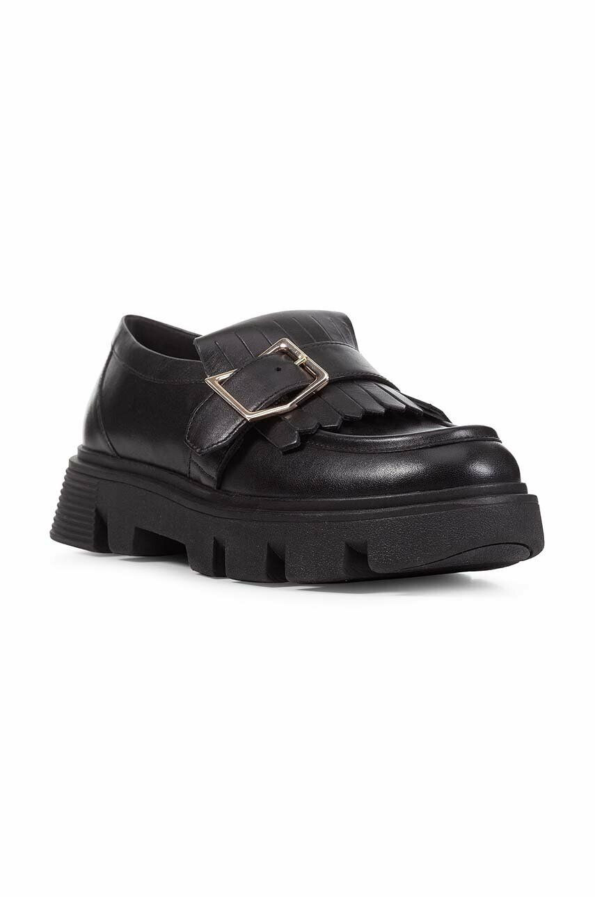 Geox mocasini de piele D VILDE femei culoarea negru cu toc plat D26UAN 00085 C9999 - Pled.ro