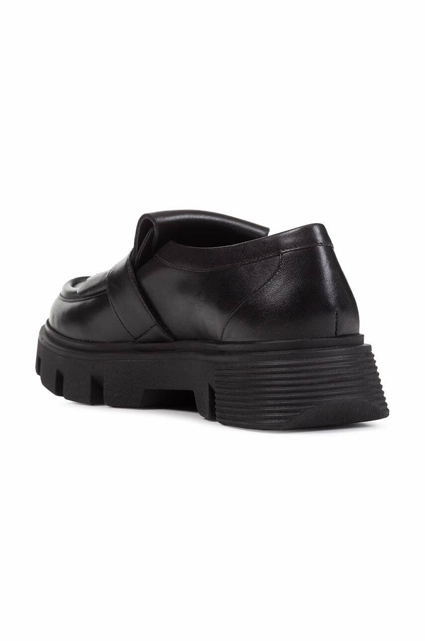 Geox mocasini de piele D VILDE femei culoarea negru cu toc plat D26UAN 00085 C9999 - Pled.ro