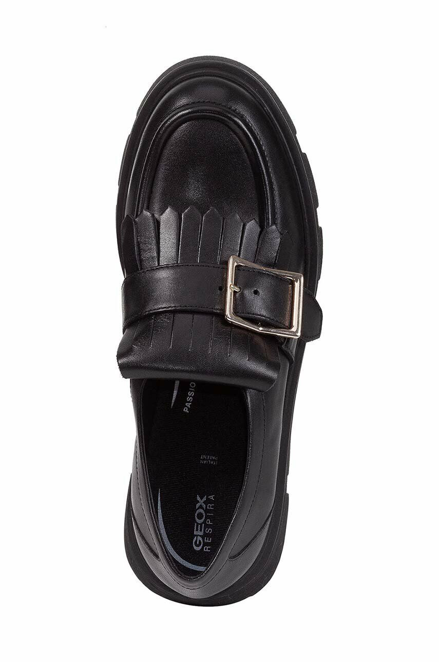 Geox mocasini de piele D VILDE femei culoarea negru cu toc plat D26UAN 00085 C9999 - Pled.ro