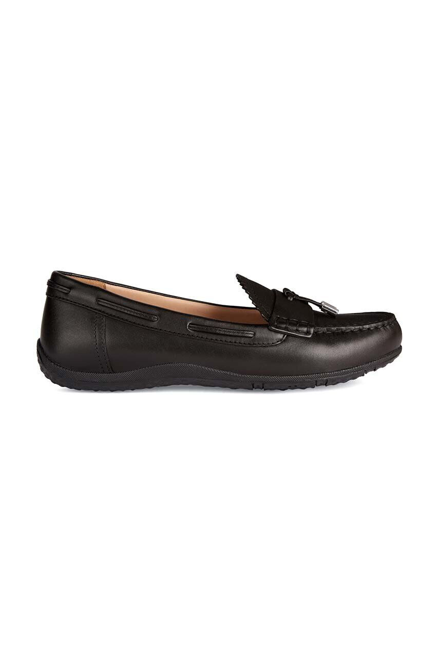 Geox mocasini din piele D VEGA MOC A femei culoarea negru cu toc plat D35DNA 043BC C9999 - Pled.ro