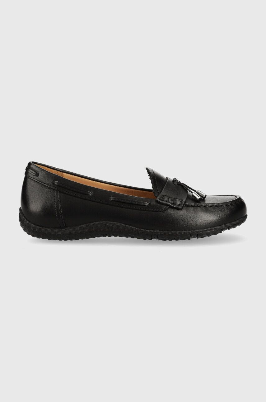 Geox mocasini din piele D VEGA MOC A femei culoarea negru cu toc plat D35DNA 043BC C9999 - Pled.ro