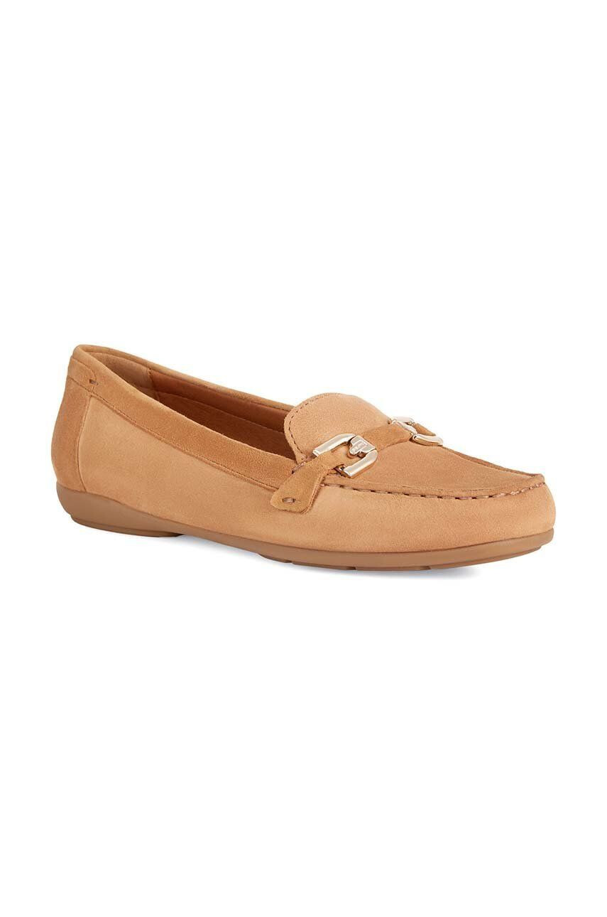 Geox mocasini din piele intoarsa D ANNYTAH MOC femei culoarea maro cu toc plat D84BMA 00021 C5006 - Pled.ro