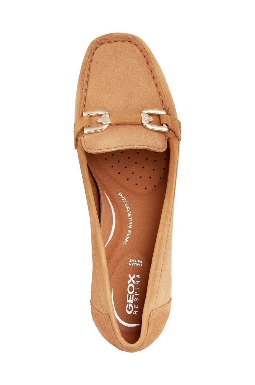 Geox mocasini din piele intoarsa D ANNYTAH MOC femei culoarea maro cu toc plat D84BMA 00021 C5006 - Pled.ro