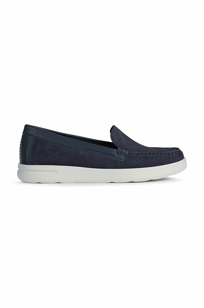 Geox mocasini din piele intoarsa D XAND 2J femei culoarea albastru marin cu toc plat D25SUB 02285 C4322 - Pled.ro