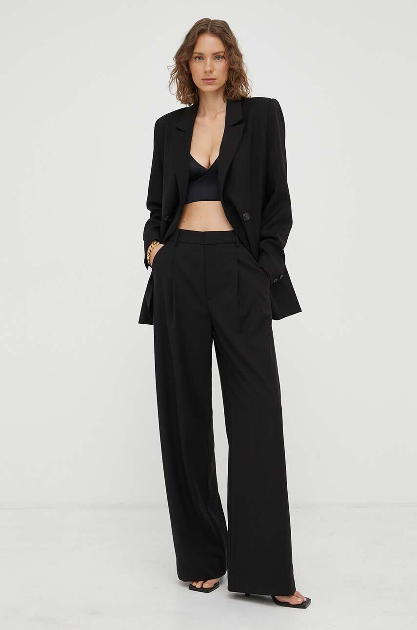 Gestuz pantaloni femei culoarea negru drept high waist - Pled.ro