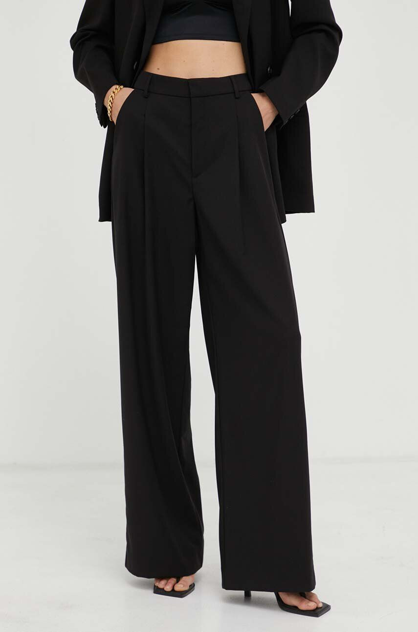 Gestuz pantaloni femei culoarea negru drept high waist - Pled.ro