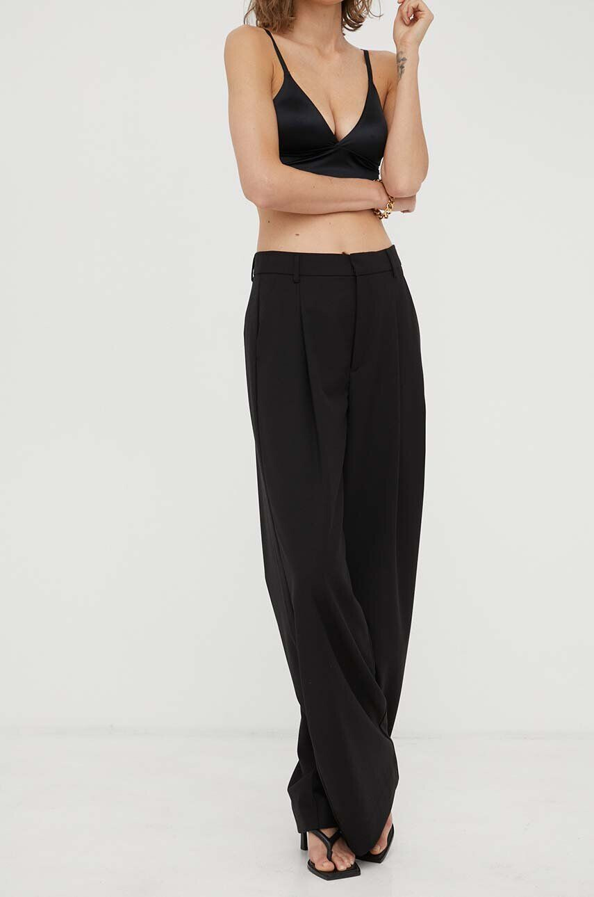 Gestuz pantaloni femei culoarea negru drept high waist - Pled.ro