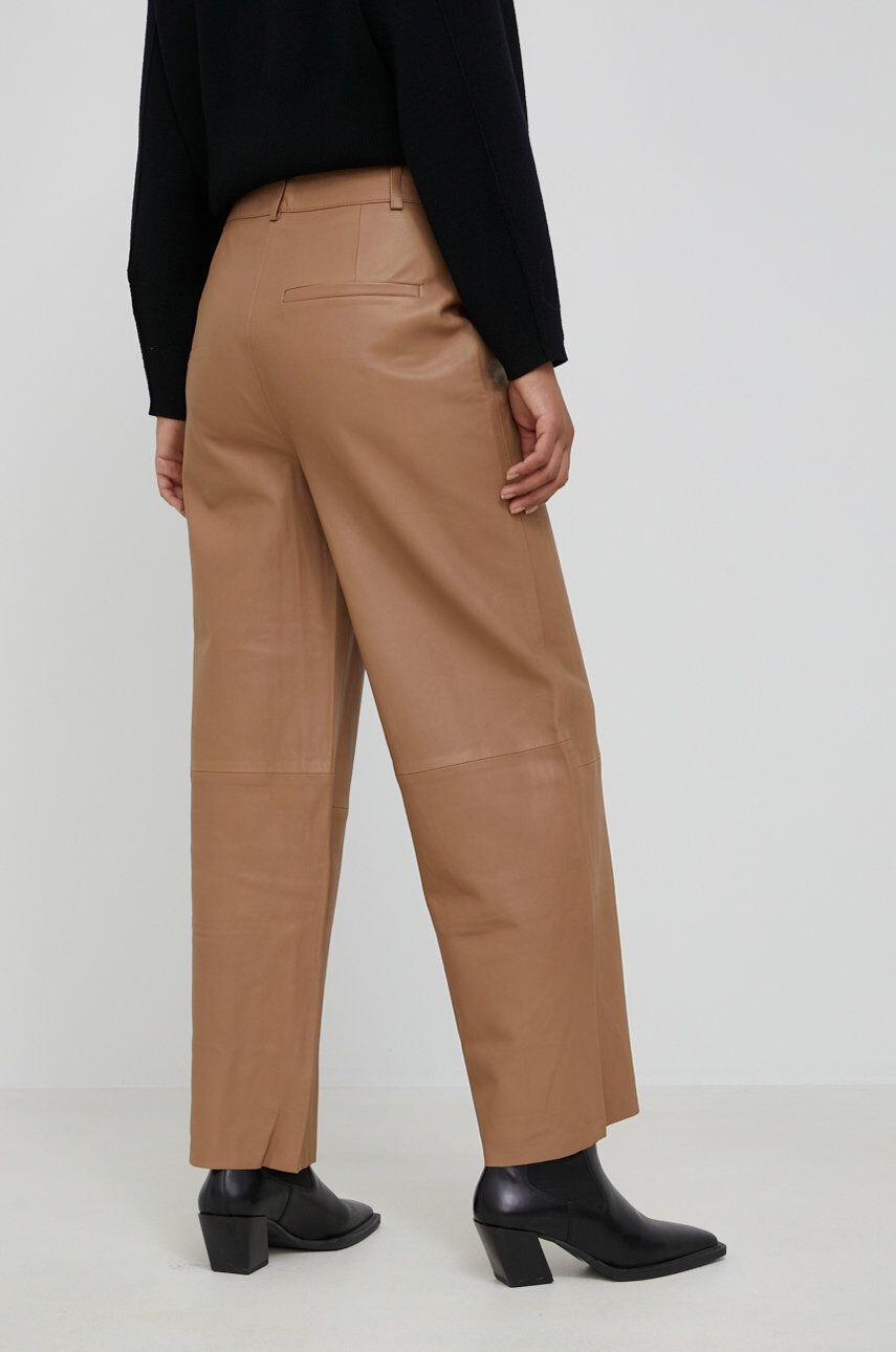 Gestuz pantaloni de piele femei culoarea negru drept high waist - Pled.ro