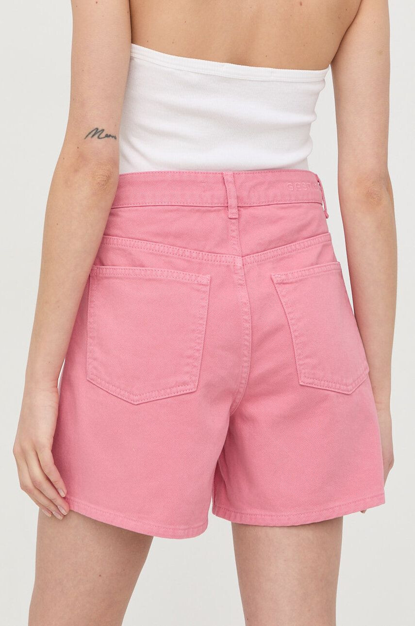 Gestuz pantaloni scurti din bumbac femei culoarea roz neted high waist - Pled.ro