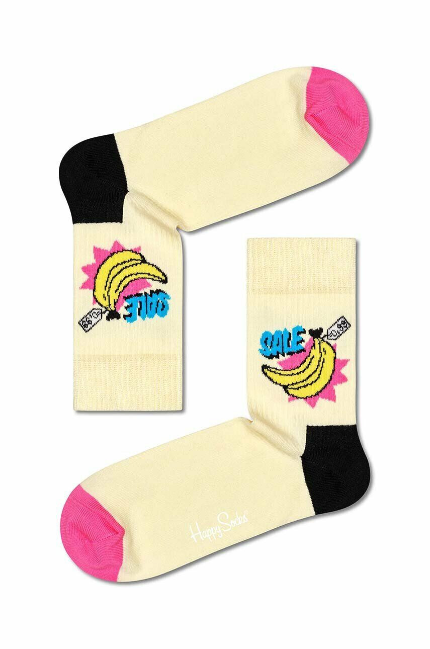 Happy Socks sosete Light Yellow Priceless culoarea bej - Pled.ro