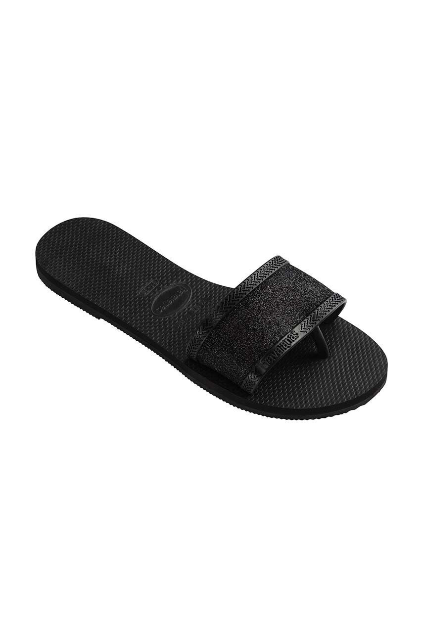 Havaianas papuci YOU ANGRA GLITTER femei culoarea negru 4148294.0090 - Pled.ro