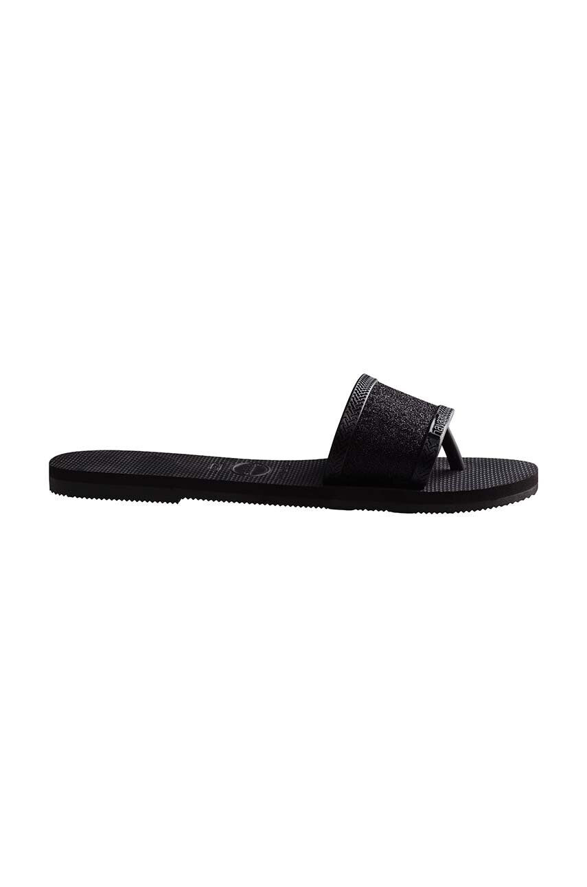 Havaianas papuci YOU ANGRA GLITTER femei culoarea negru 4148294.0090 - Pled.ro