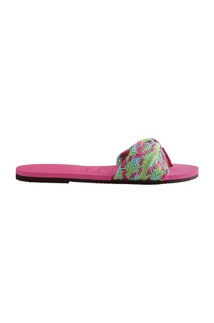 Havaianas slapi femei culoarea maro cu toc plat - Pled.ro