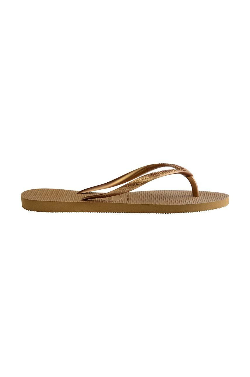 Havaianas slapi femei culoarea maro cu toc plat - Pled.ro