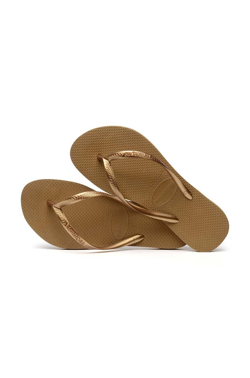 Havaianas slapi femei culoarea maro cu toc plat - Pled.ro