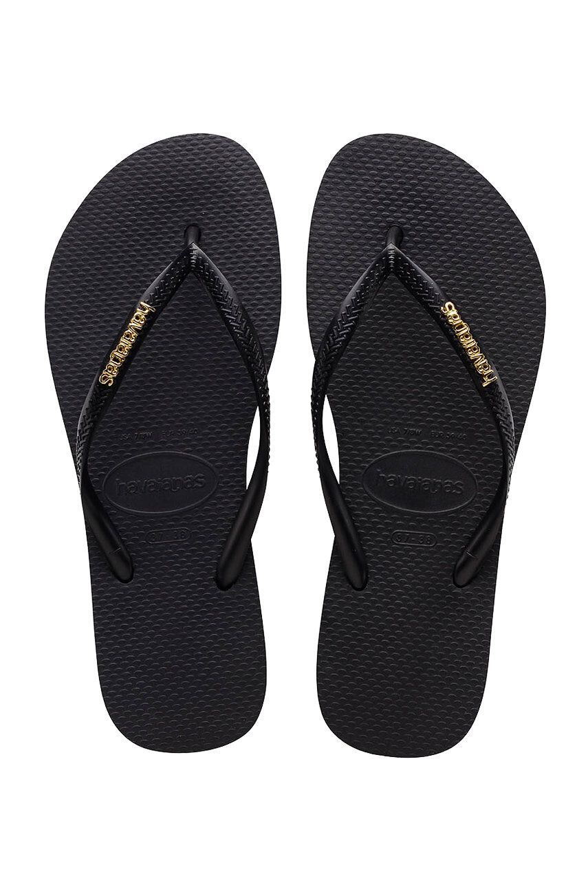 Havaianas Șlapi femei culoarea negru cu toc plat - Pled.ro